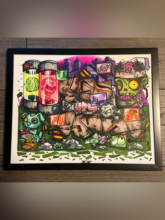 Other - Original Art by Independent Artist Framed Drawing 11x14 Mixed Media